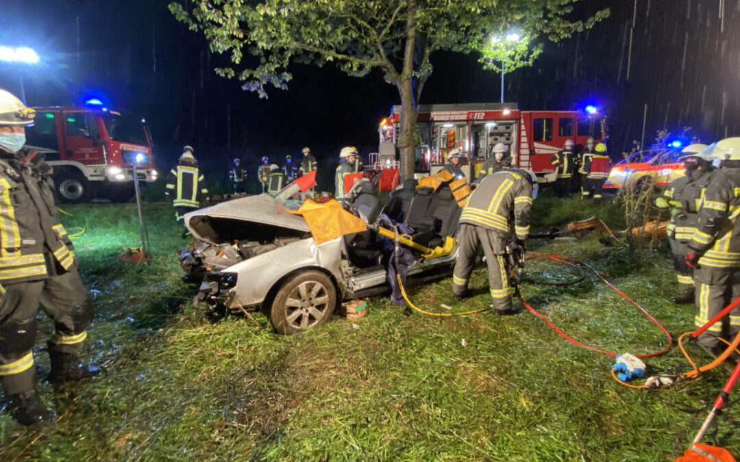 Schwerer Verkehrsunfall bei Scharfoldendorf: PKW entwurzelt Bäume