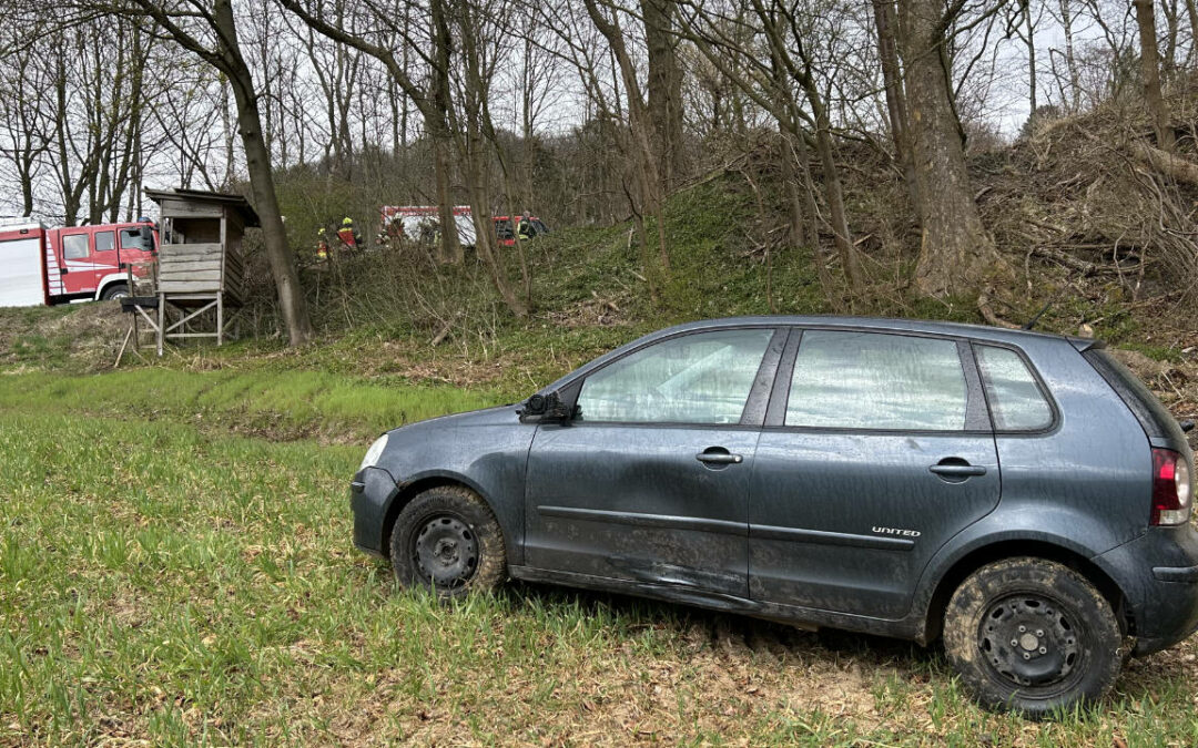 PKW schleudert bei Holzen Böschung hinunter