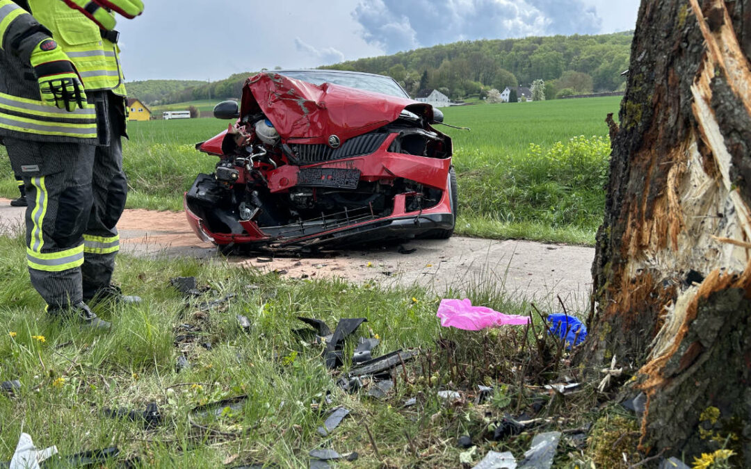 PKW prallt bei Mainzholzen frontal gegen Baum
