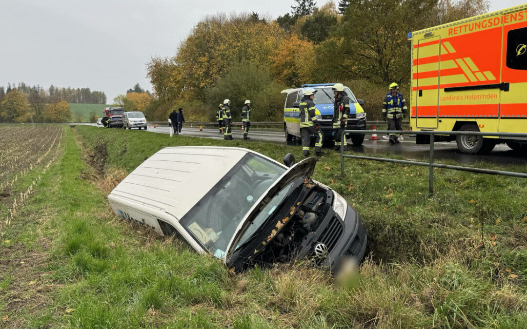 Transporter fährt in Graben