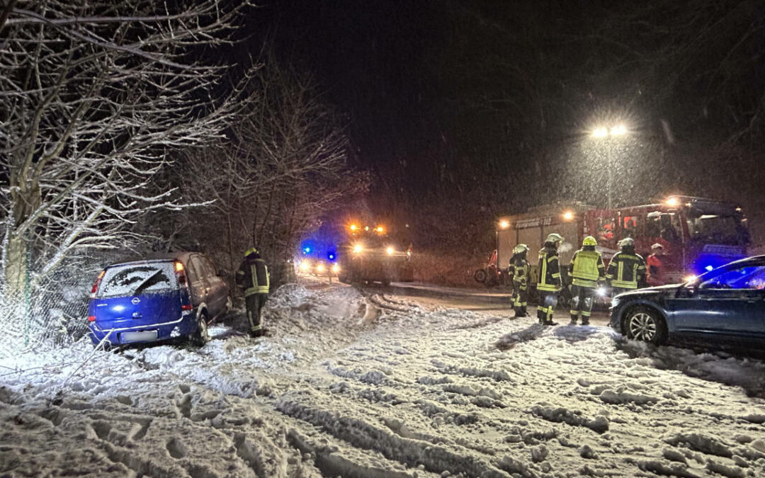Schneebedingte Einsätze: Verkehrsunfall mit mehreren Verletzten und umgestürzter Baum